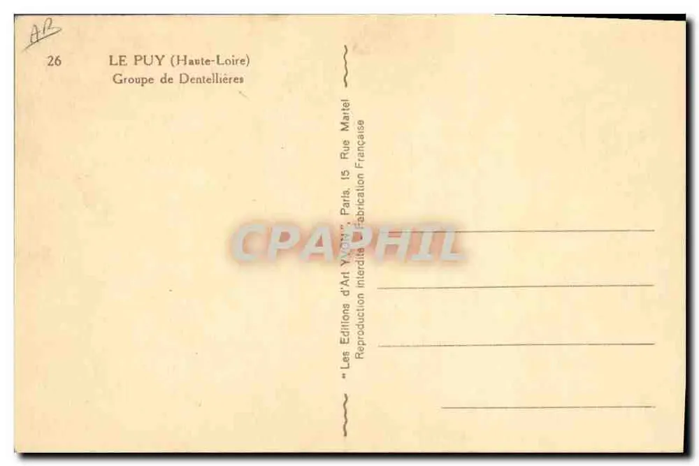 Le Puy (Haute-Loire) — Gruppe der Dentellières — Éditions d'Art Yvot, Paris - Rückseite