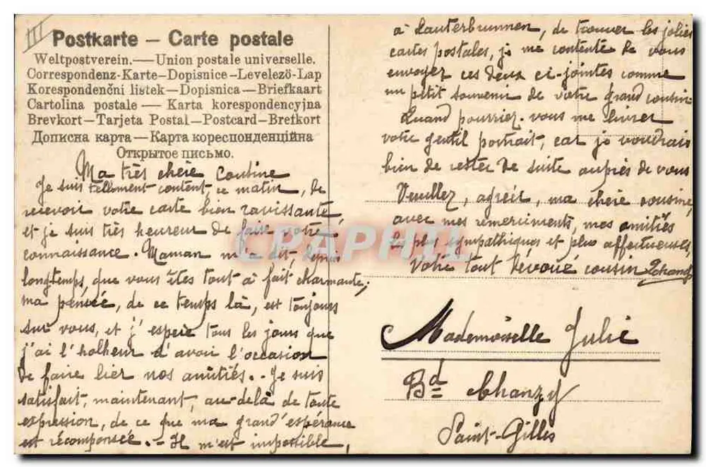 Mão estendida e buquê de rosas — editor não visível, número de série ilegível - Verso