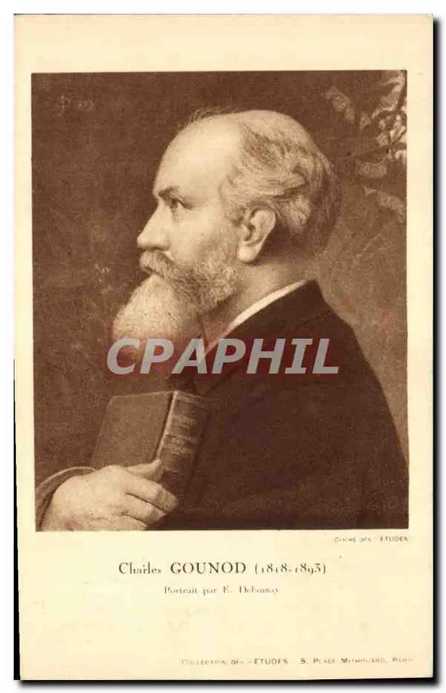 Charles Gounod (1818-1893) — Retrato por E. Delbuny — Coleção das Estudos, 5, Place Mithouard, Paris - Frente