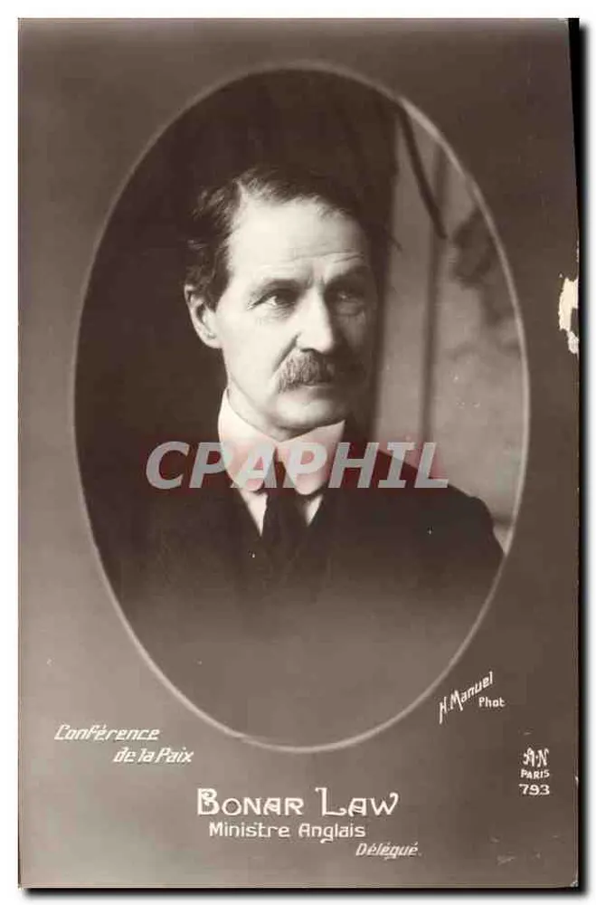 Bonar Law — britischer Delegationsminister — H. Manuel Phot, Paris 793 - Vorderseite