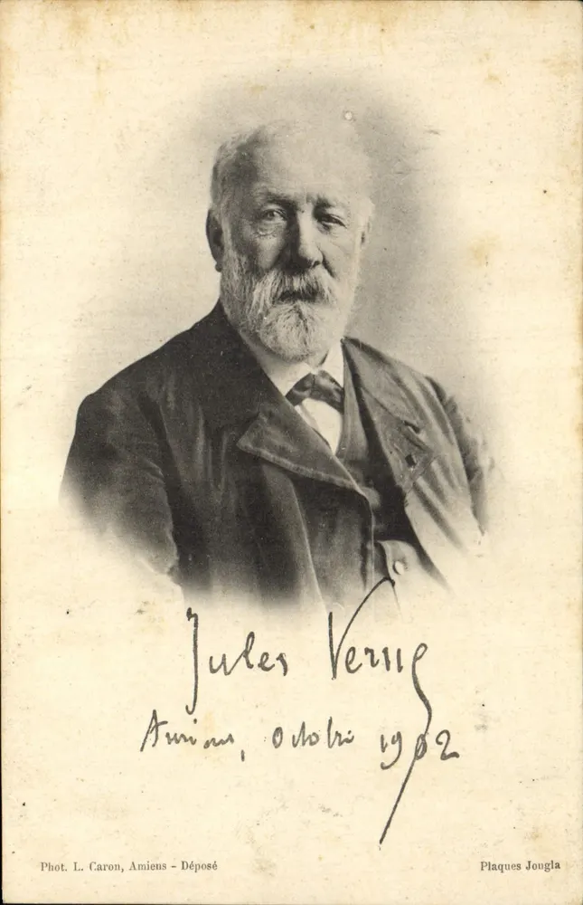 Jules Verne — retrato assinado — Fot. L. Caron, Amiens - Depositado - Frente