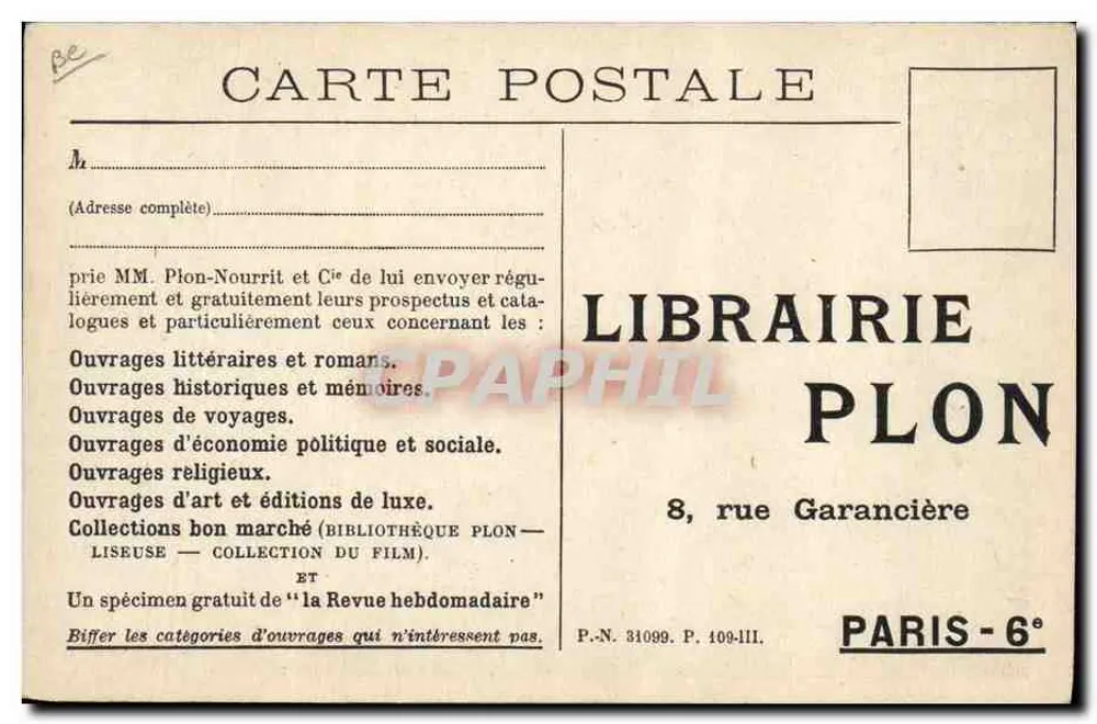 Philippe Barrès — zijn eerste werk op twintigjarige leeftijd — Librairie Plon - Achterkant