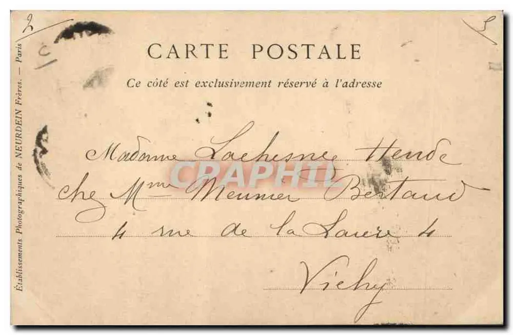 Claudine in Paris — Théâtre des Bouffes-Parisiens — Imp. Phot. Neurdein Frères, Paris, n°122 - Rückseite