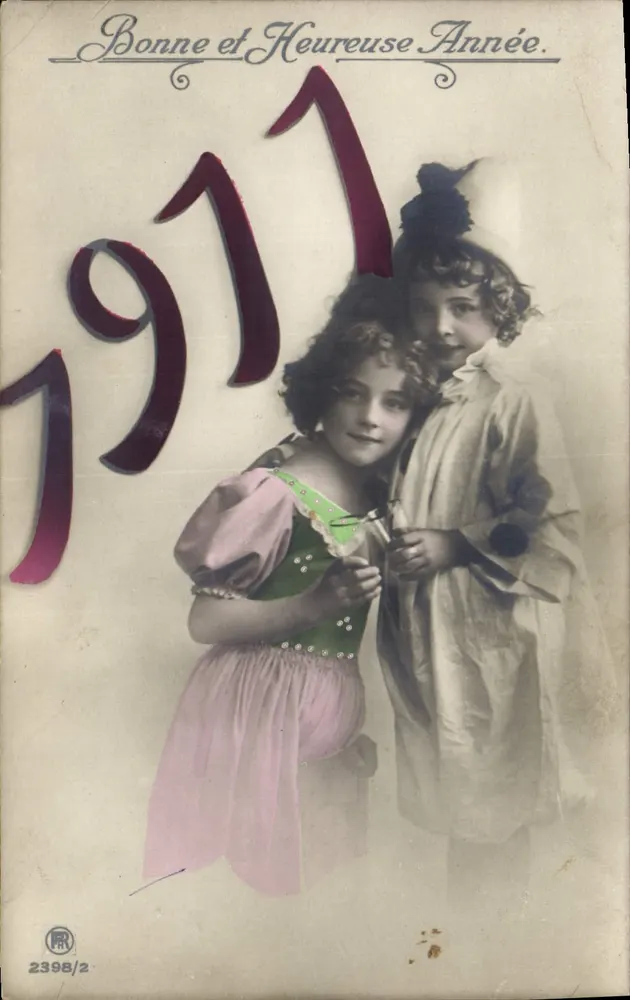Zwei Kinder — Jahr 1911 — Verlag PR, Nr. 2398/2 - Vorderseite