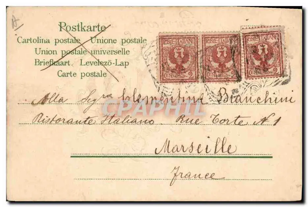 Buquê de trevo — Bom capo d'anno 1904 — Silvio e Gita Mantovani - Verso