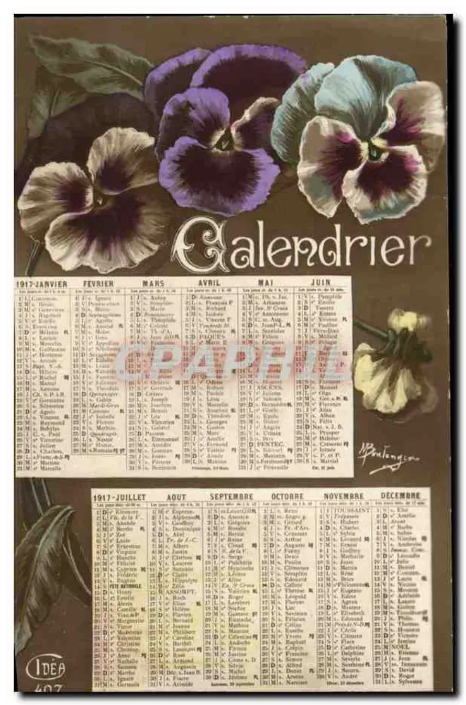 Pansies — Calendário 1917 — Edição IDEA 407 - Frente