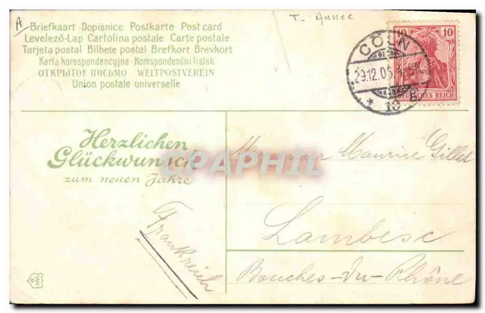 Kind mit Tannenzweig — 1900 — Verlag unbekannt - Rückseite