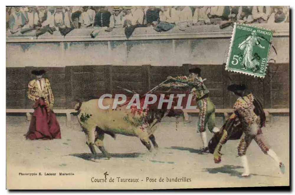 Corrida de Touros - Posição das bandeirolas — Fototipia E. Laour Marcellia - Frente