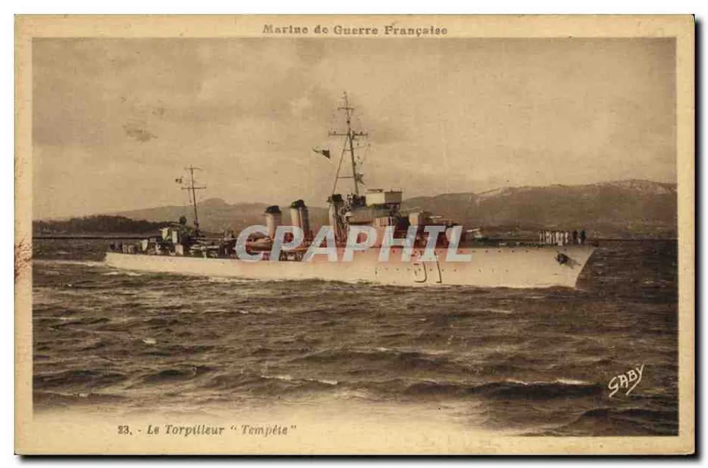 O Torpedeiro "Tempête" — Marinha de Guerra Francesa — Editor Gaby, Nantes - Frente