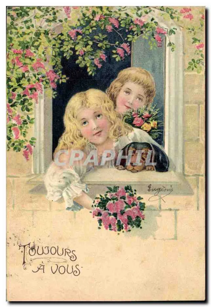 Zwei Kinder am Fenster — Buggining — Serie 5108 - Vorderseite