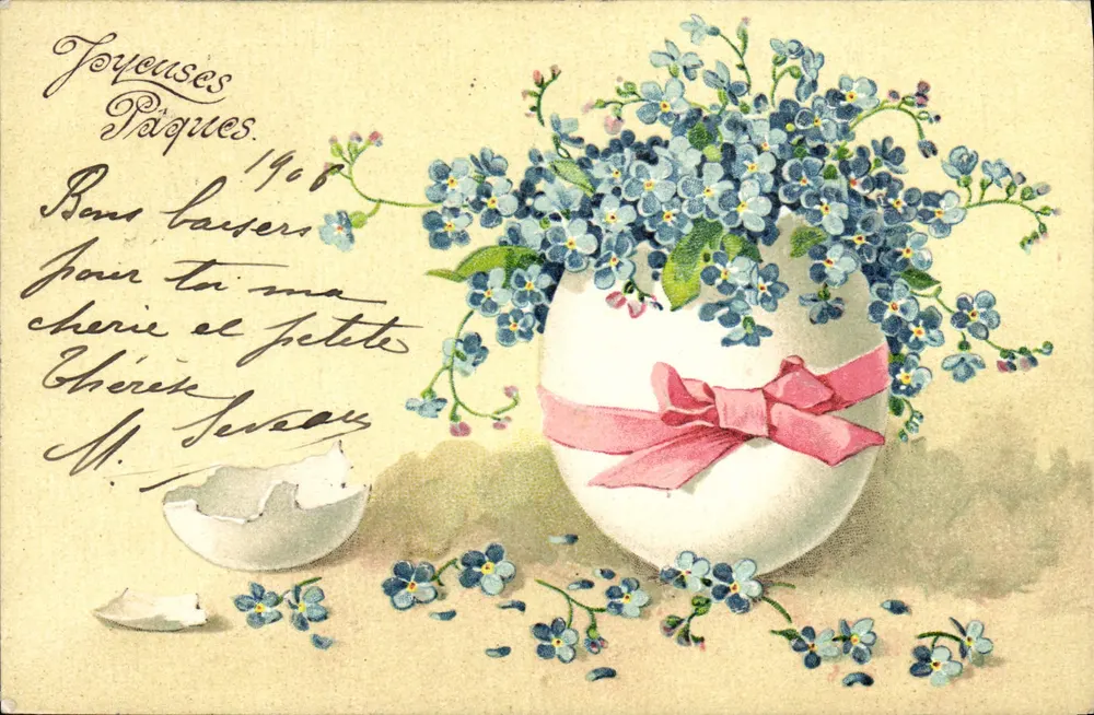 Flores de esquecimento em um ovo — 1908 — série 3225 - Frente