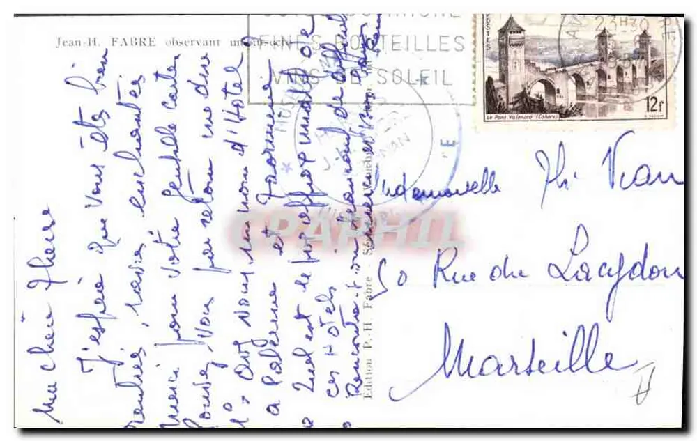 Jean-H. Fabre observando um escurecimento — Edição P. H. Fabre — Marteille - Verso