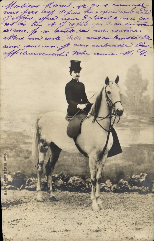 Frau auf Pferd — G. Barenne, Paris, Serie Nr. 6 - Vorderseite