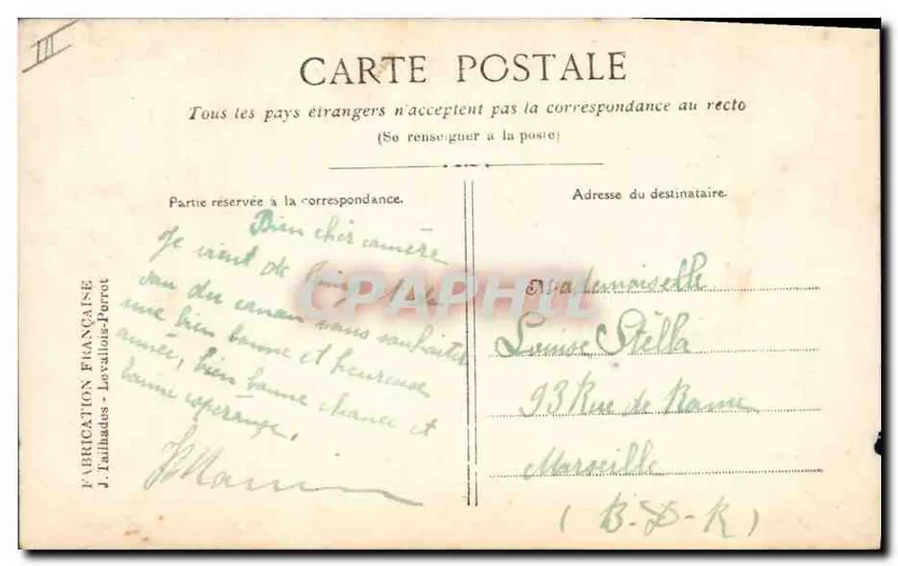 Calendrier du Poil — 1916 — J. Tailhades-Loyvalois-Perrut - Rückseite