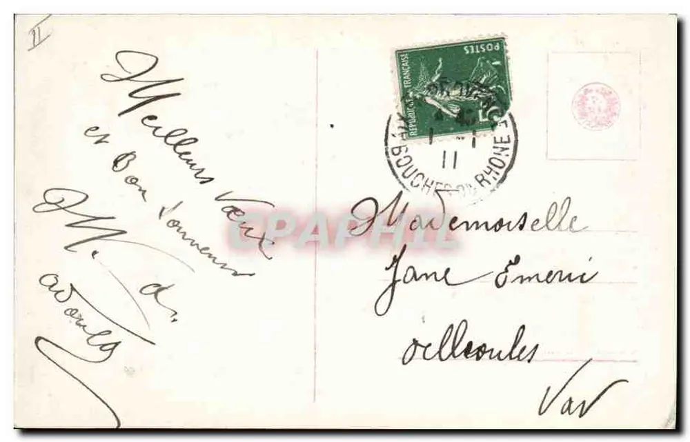 Frau in grünem und rosemfarbenem Kleid — Frohes Neues Jahr 1927 — 2514/6 - Rückseite