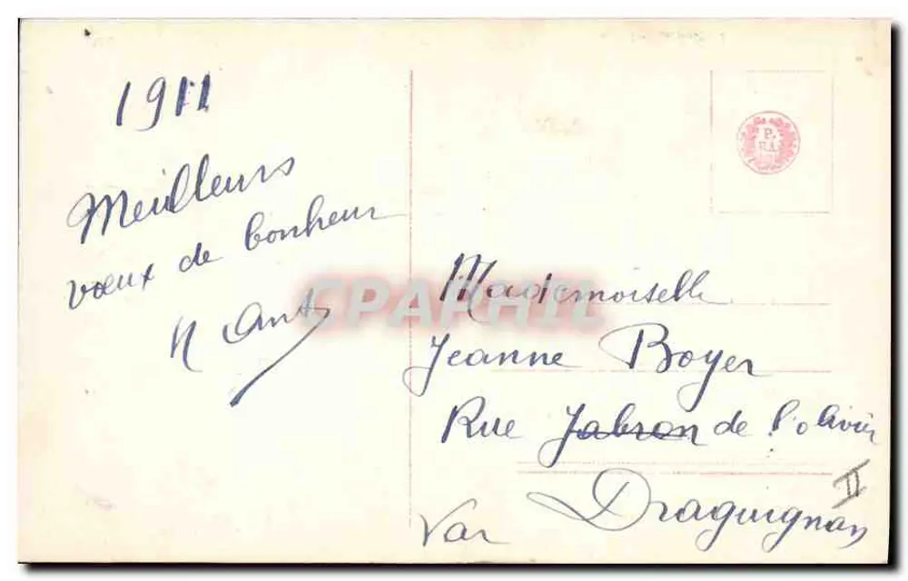 Junge Frau — Frohe Neujahr 1911 — Verlag R. 2814/1 - Rückseite