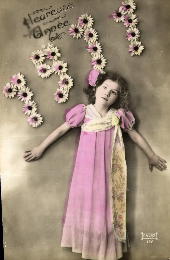 Mädchen in einem rosa Kleid — Jahr 1911 — DALES 128 - Vorderseite