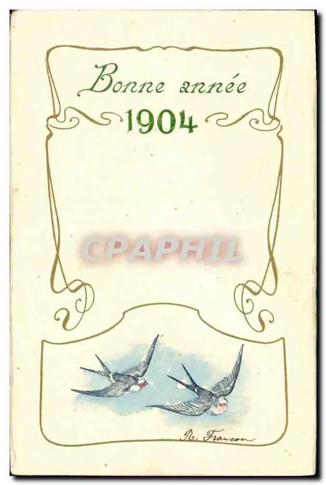 Guten Jahresbeginn 1904 — Illustration von Schwalben — P. Francon - Vorderseite