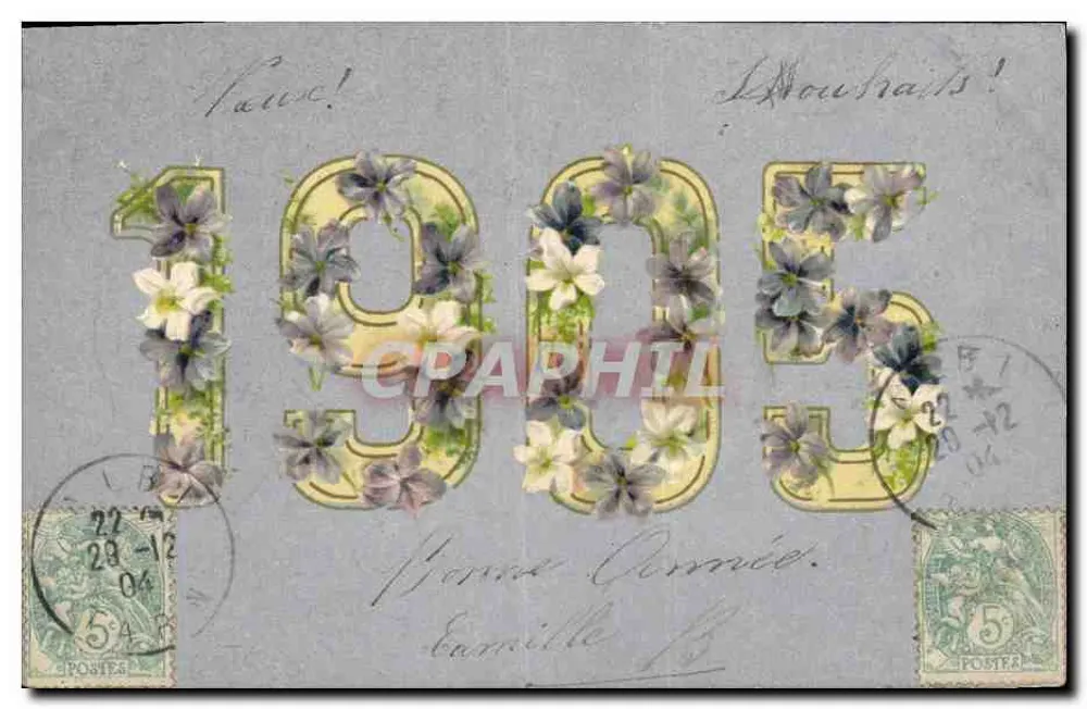 Ano 1905 — flores decorativas — editor desconhecido - Frente