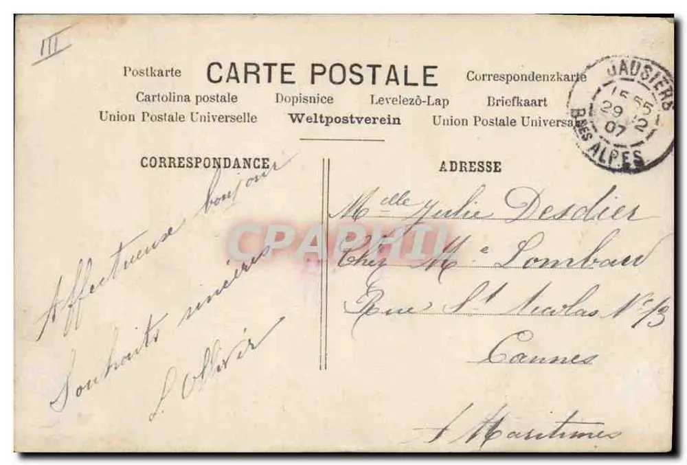 1908 — Beste Wünsche — Verlag 2000 - Rückseite