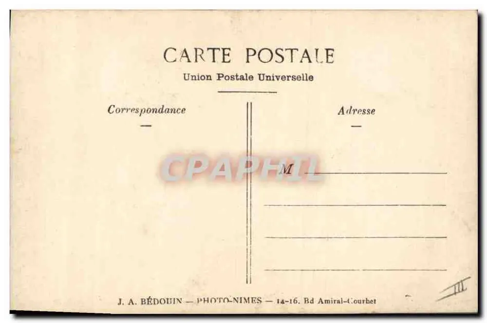 Corrida a cavalo — J.A. Bédouin — Photo-Nîmes - Verso