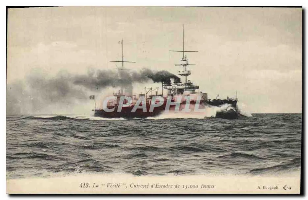 Die "Vérité", 15.000-Tonnen-Flottenschlachtschiff — A. Bougault, n° 419 - Vorderseite