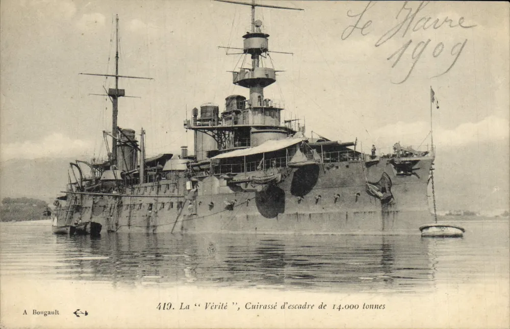 Le Havre — Das 'Vérité', 14.000-Tonnen-Flottenpanzerkreuzer — A. Bougault, n° 419 - Vorderseite