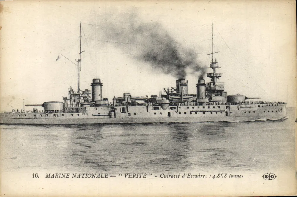 Marine Nationale — "VÉRITÉ" — Schlachtschiff der Flotte, 14.868 Tonnen — Verlag B.D. - Vorderseite