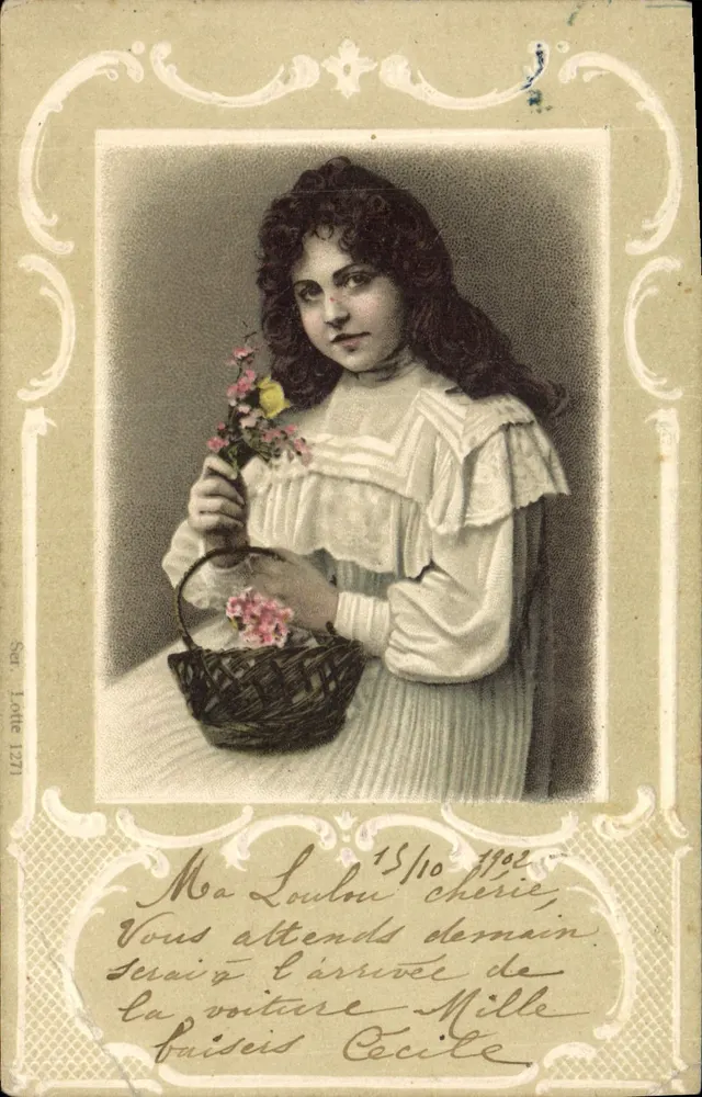 Menina com cesto de flores — série Lotte 1271 — editor Ser. Lotte - Frente
