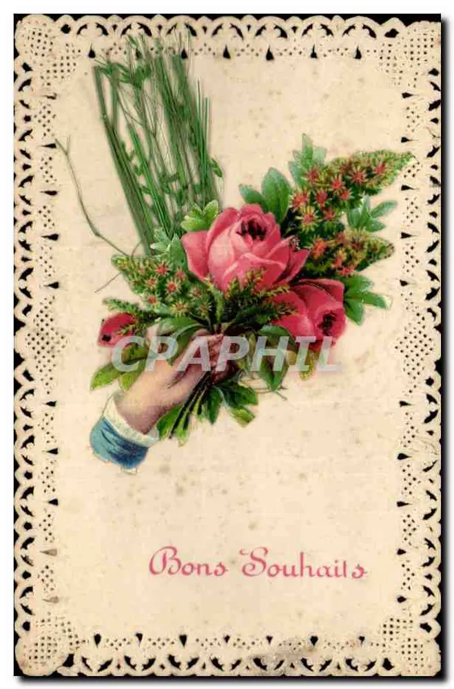 Buquê de rosas — Carta postal de votos — Editor não identificado - Frente