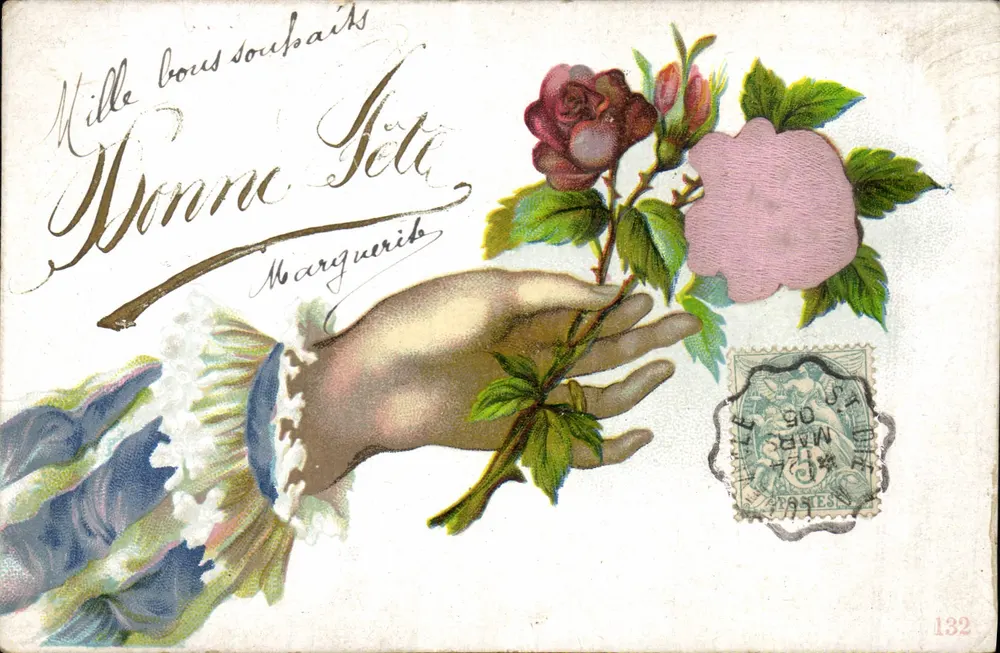 Mão oferecendo uma rosa — n°132 - Frente
