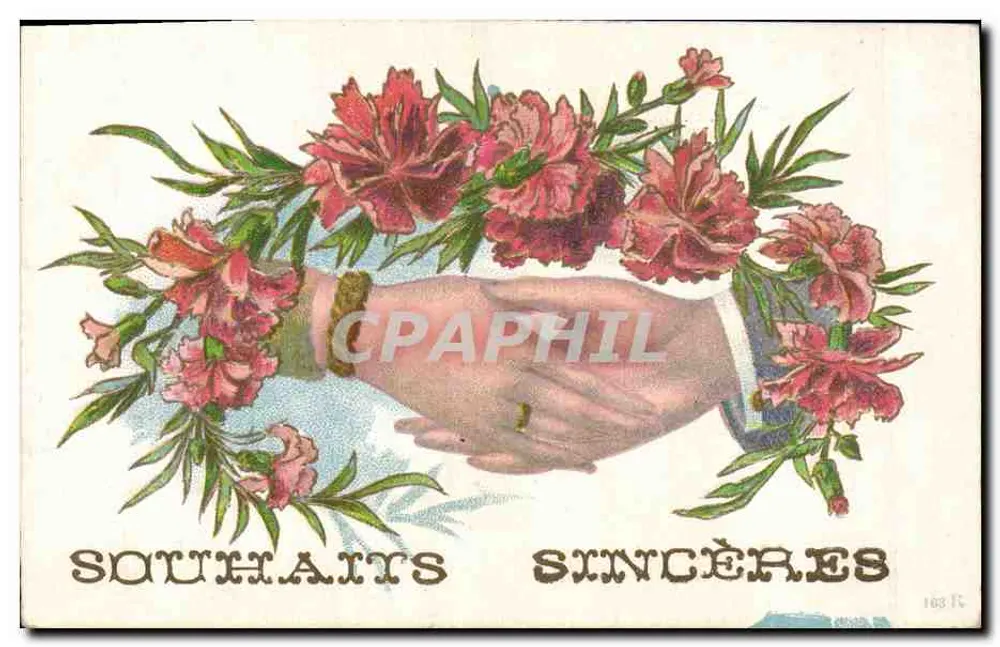 Duas mãos se apertando — cercadas de flores de margaridinhas — n° 163 - Frente