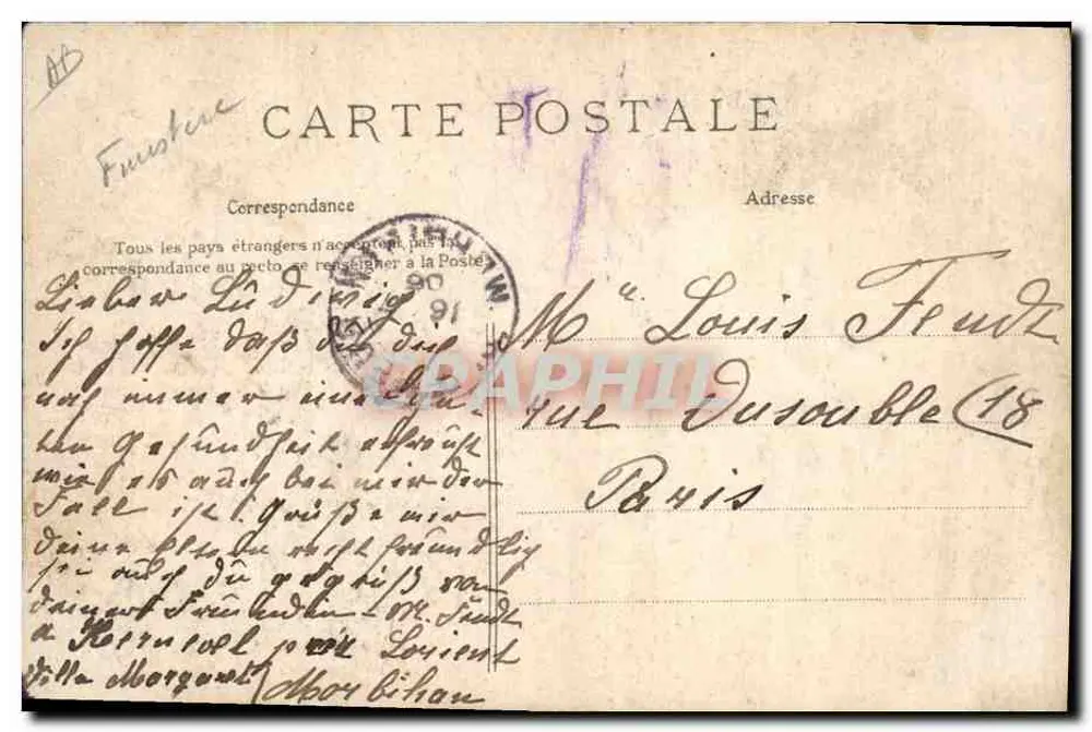 Alter Mann von Mahalon, Pont-Croix, Conford — Typenstudie — Sammlung VULAIN, Quimper - Rückseite