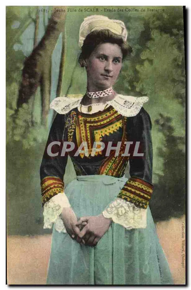 Jovem Menina de SCAÜR — Estudo dos Lenços da Bretanha — Coleção Villard, Quimper - Frente