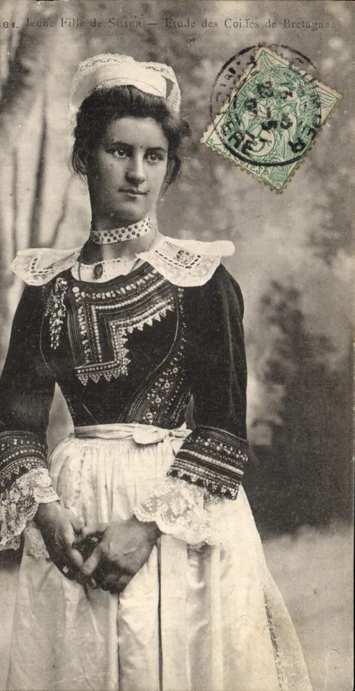 Jovem Menina de Scéer — Estudo dos Lenços de Bretanha — Editor não visível, n° de série 81 - Frente