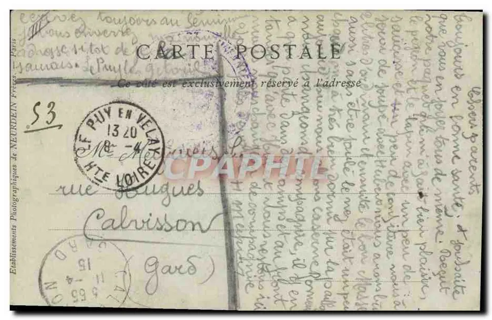 Le Puy — Dentellière — Coleções ND Phot, n°68 - Verso