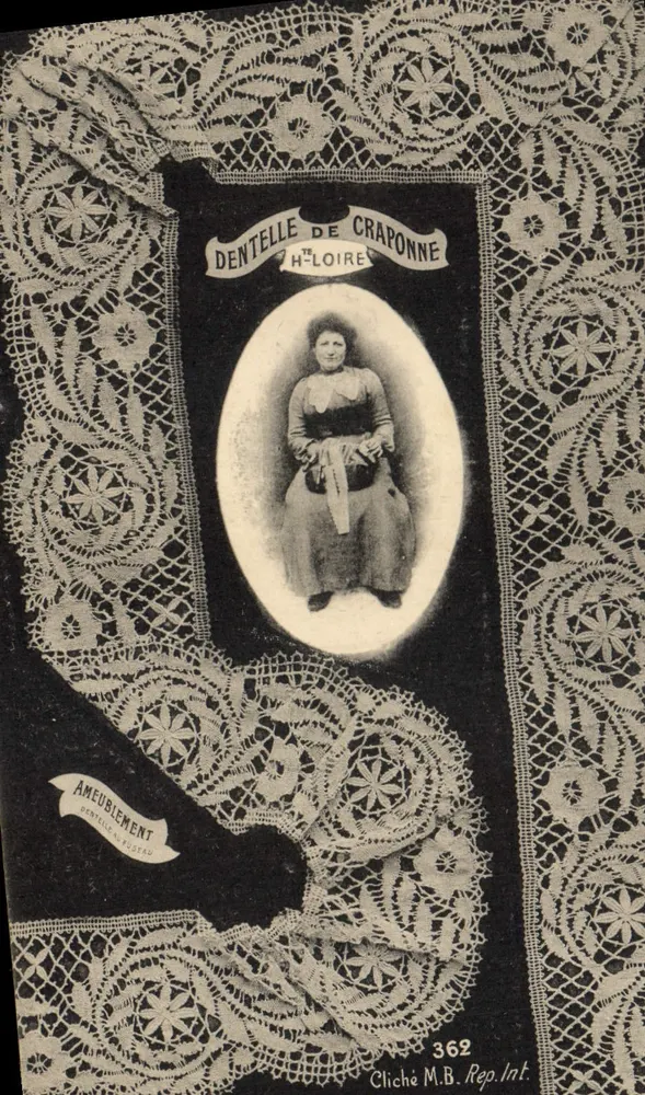 Dentelle de Craponne — Portrait d'une femme dans un cadre de dentelle, éditeur M.B. Rep.Int. n°362 - Frente