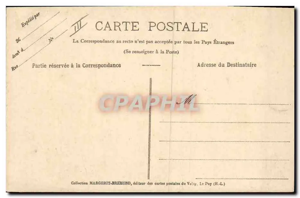 Dentelle de Craponne — Portrait d'une femme dans un cadre de dentelle, éditeur M.B. Rep.Int. n°362 - Verso
