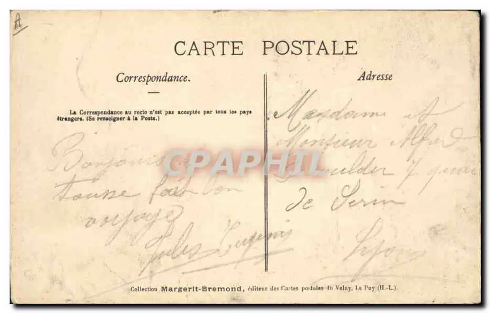 Lace von Puy — Sammlung der Syndikalen Kammer — Verlag Margerit-Bremond, Nr. A - Rückseite