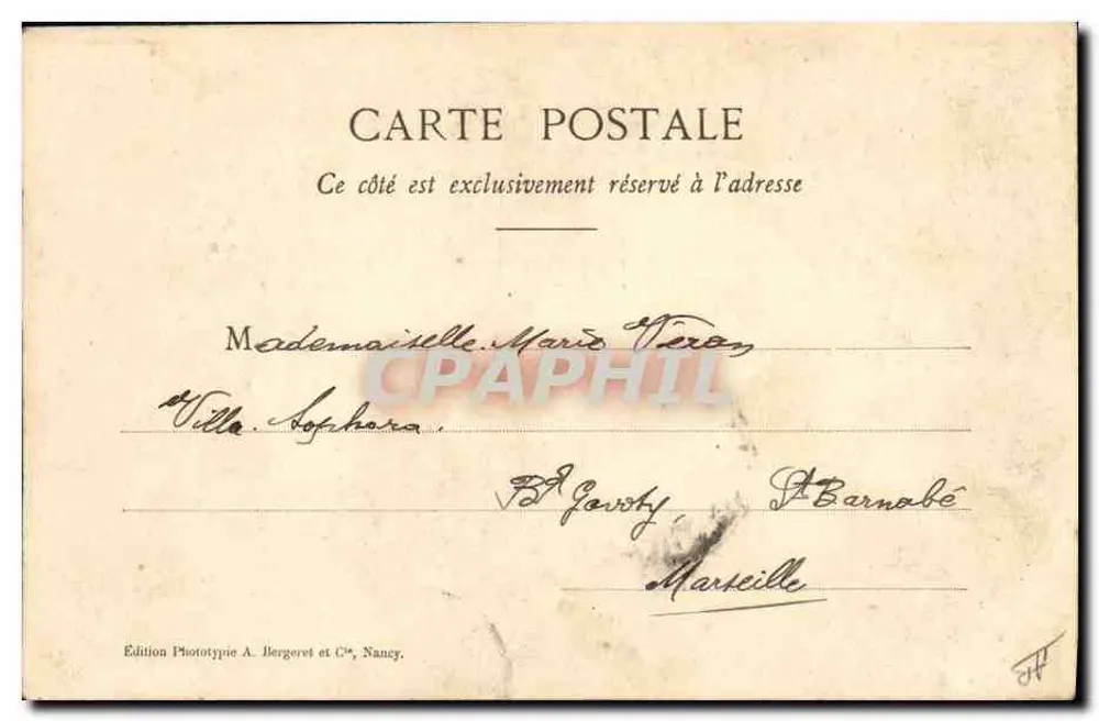 Dançarina valenciana — 'Toutou, 20 de junho 03' — Edição Phototypie A. Bergoret e Cie, Nancy - Verso
