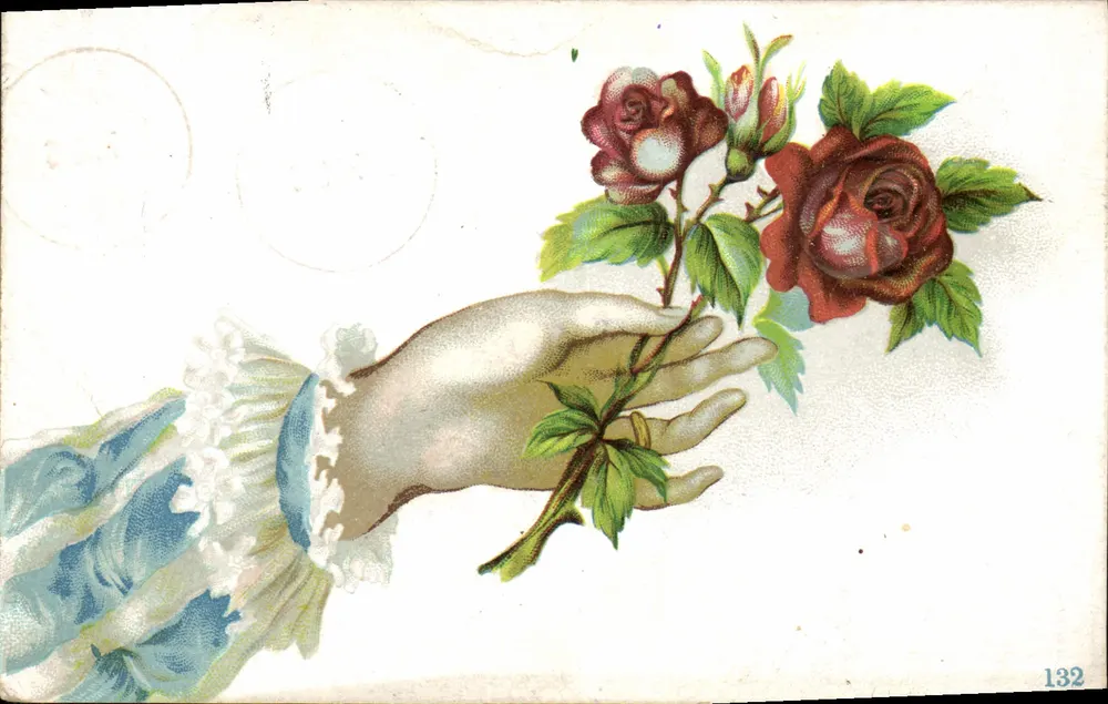 Mão oferecendo rosas — editor desconhecido, n° 132 - Frente