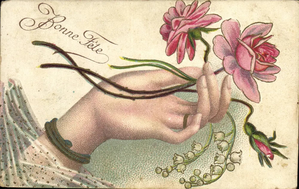 Mão segurando rosas — 'Bom Dia' — J.C. Paris n°504 - Frente