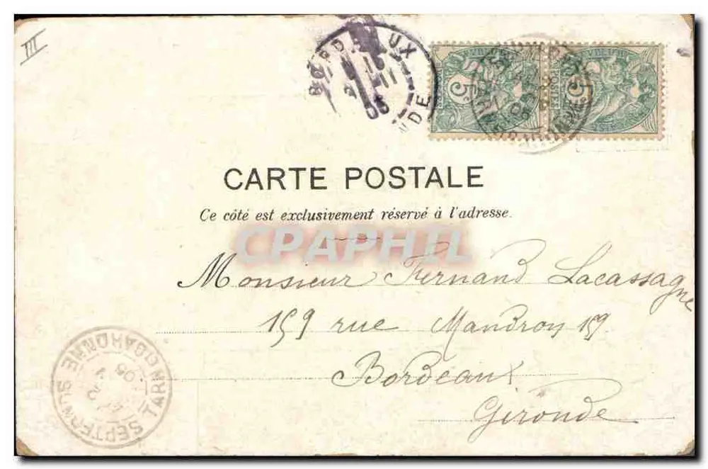 M. Paul de Cassagnac — Jornalista — Carta postal com texto à mão - Verso