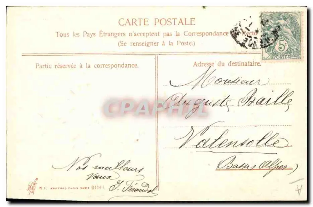 Bouquet de margaritas — Año 1906 — R.F. Editores, París - Reverso