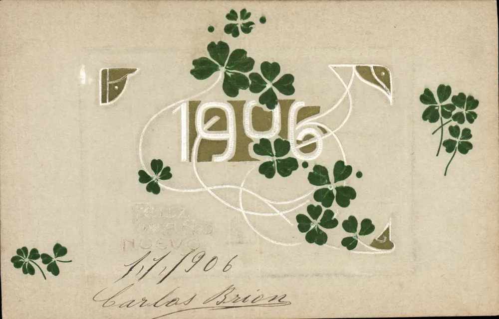 Carta postal de aniversário — 1906 — editor desconhecido, número de série não visível - Frente