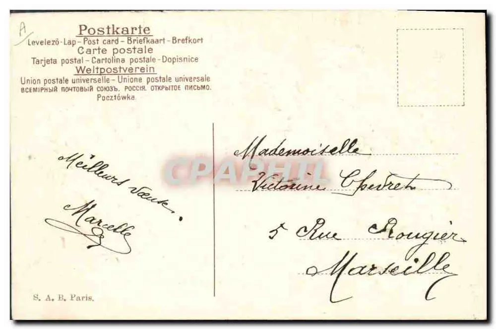 Frohes Neues Jahr 1902 — Weihnachtsdeko aus Tannen und Eis — S.A.B. Paris - Rückseite