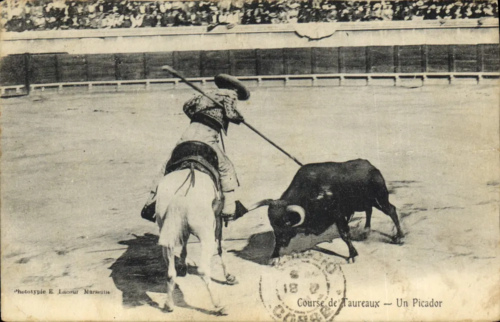 Corrida de touros — Um Picador — Phototypie E. Lacour Marseille - Frente