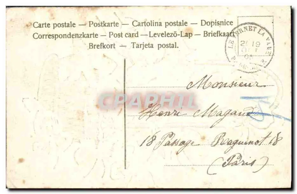 Bukiet myśliwki — myśliwki w koszyku — wydawca nieznany - Rewers
