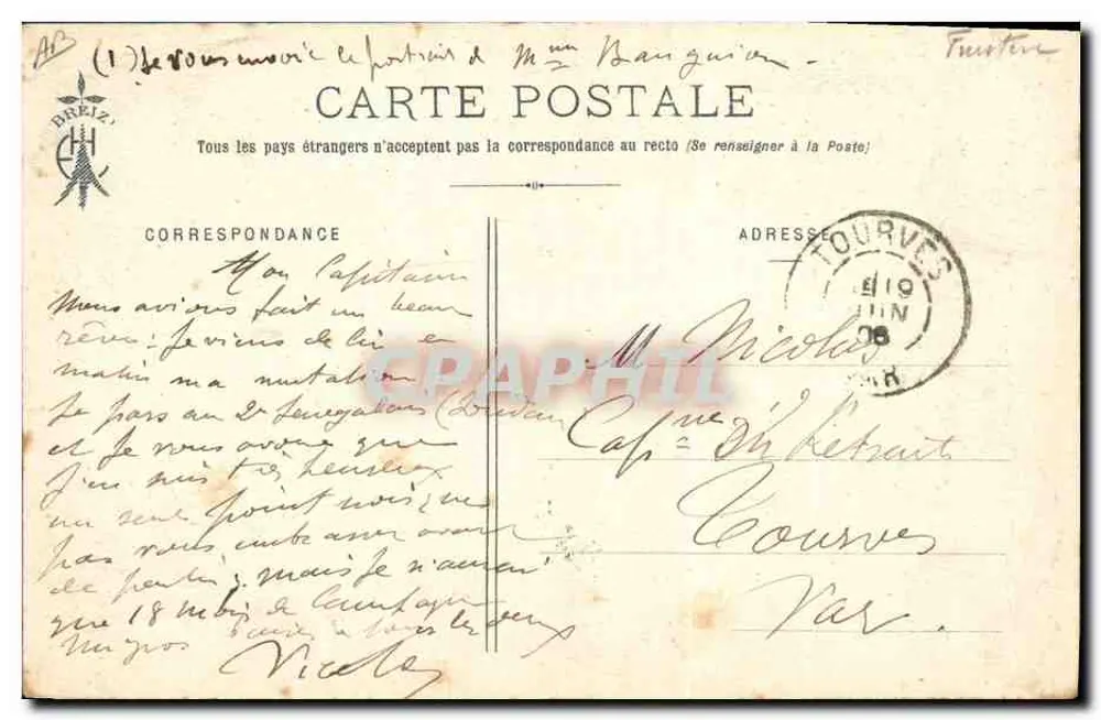 Cabeça de Bretona — Coleção E. Hamonin — Châteaulin - Verso