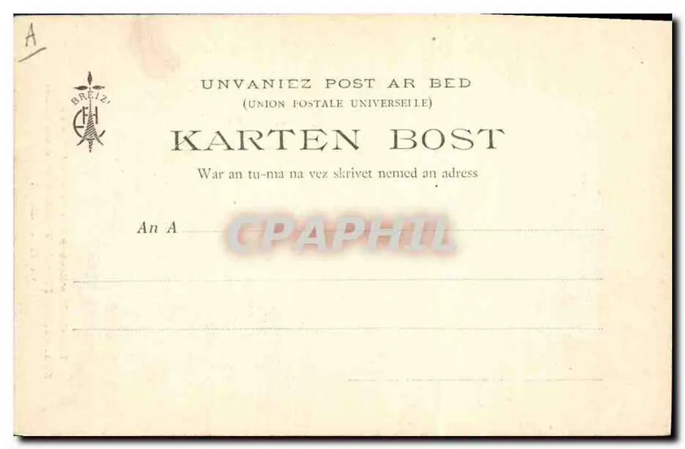 Bretonische Kopfbedeckungen — Trauerkopfbedeckung (Sammelung einer Mädchen aus Trescalan) — Universal Postal Union - Rückseite